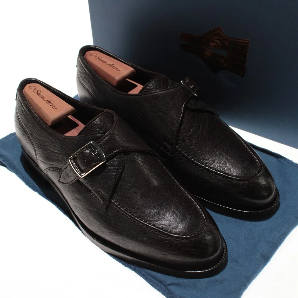 Di Bianco NWB Single Monk Strap Dress Shoes Size 40 (US 7) in Brown Leather